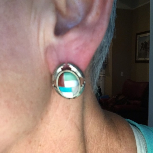 🤑NEW LISTING VINTAGE SS GEM EARRINGS - Picture 5 of 6